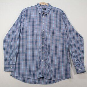 Charles Tyrwhitt Shirt Men's XL Blue Long Sleeve Plaid Non Iron Cotton